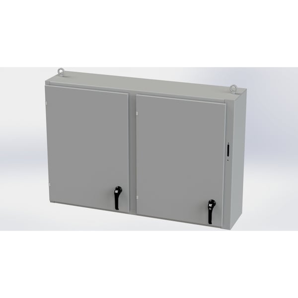 3 Point Latch with Coinproof/Padlock Handle Electrical Enclosures, 36 in H, 12 in D, 53-3/4 in W
